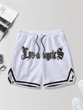 LOS ANGLES Print Men's Loose Large Drawstring summer pants