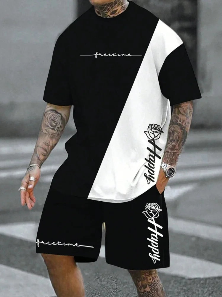 Summer Casual Men's T-Shirt and Shorts Set